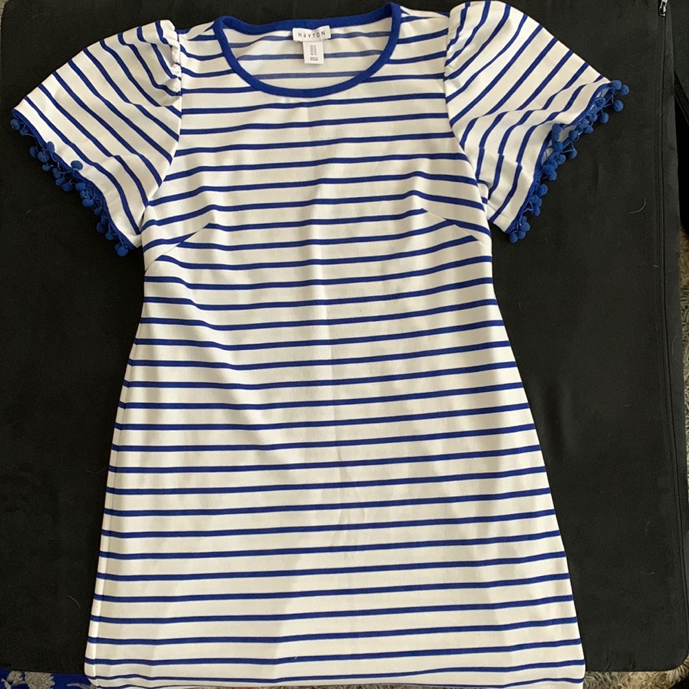 White with blue stripes summer dress